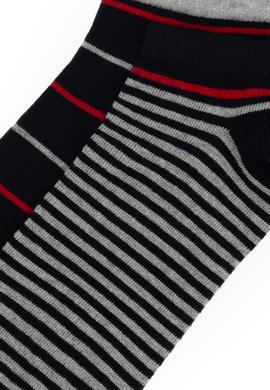 Erkek Siyah 2'li Gri Çizgili Patik Çorap - 50311355003