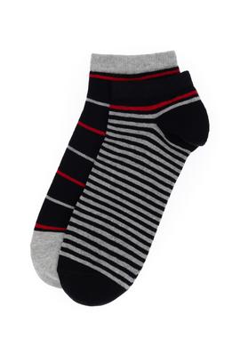 Erkek Siyah 2'li Gri Çizgili Patik Çorap - 50311355003