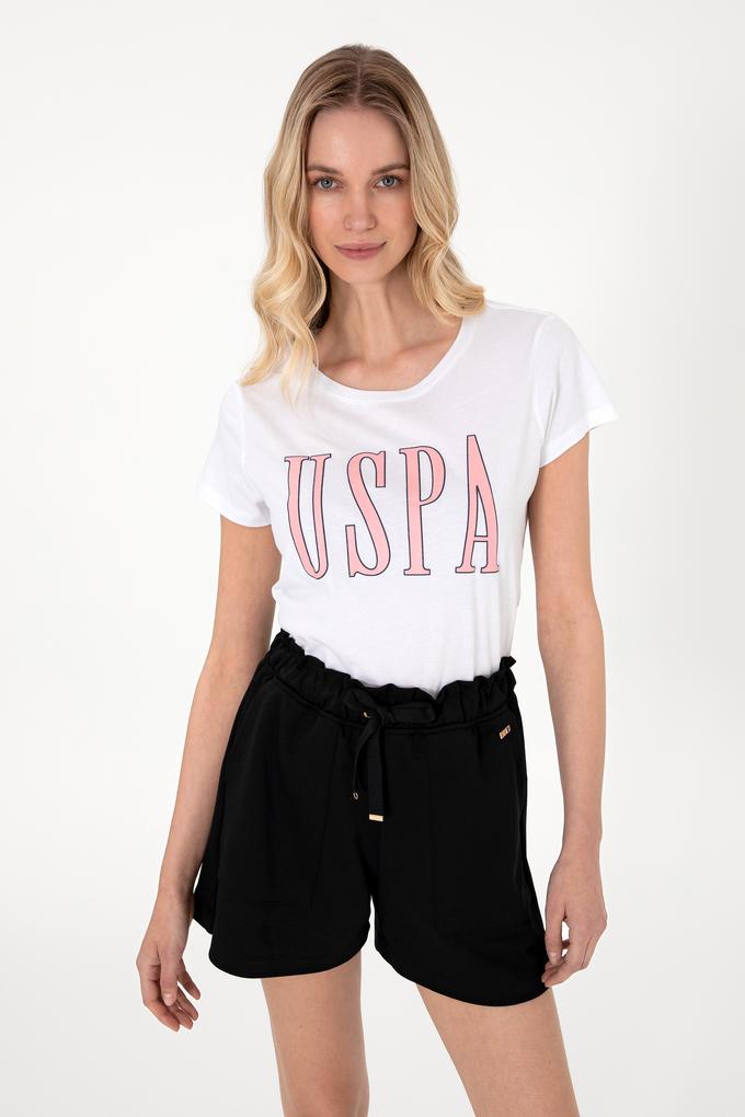 Kadın Beyaz Bisiklet Yaka Tişört