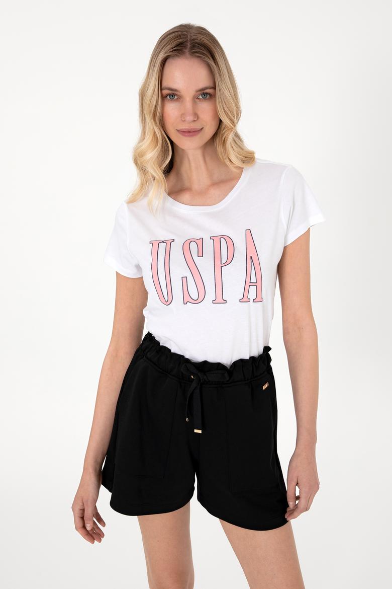 Kadın Beyaz Bisiklet Yaka Tişört