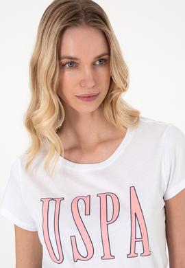 Kadın Beyaz Bisiklet Yaka Tişört - 50305842039