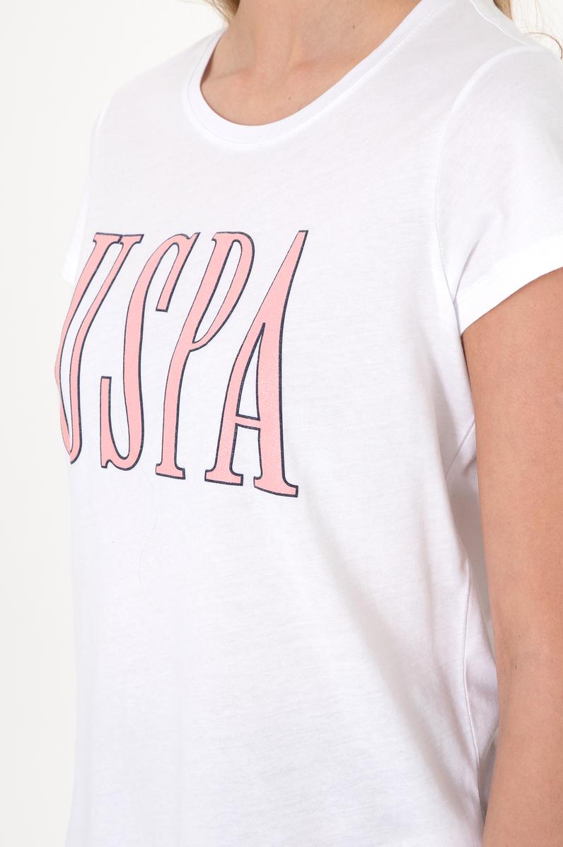 Kadın Beyaz Bisiklet Yaka Tişört