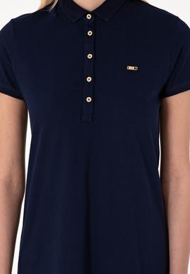 Kadın Lacivert Polo Yaka Mini Boy Örme Elbise - 50305853023