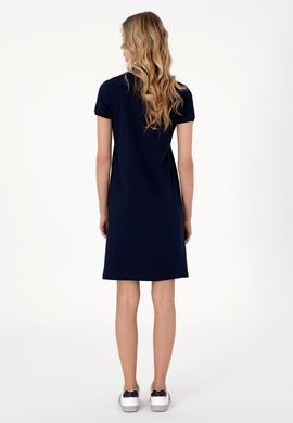 Kadın Lacivert Polo Yaka Mini Boy Örme Elbise - 50305853023