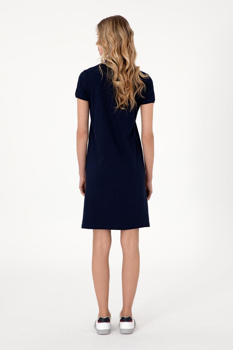 Kadın Lacivert Polo Yaka Mini Boy Örme Elbise - 50305853023
