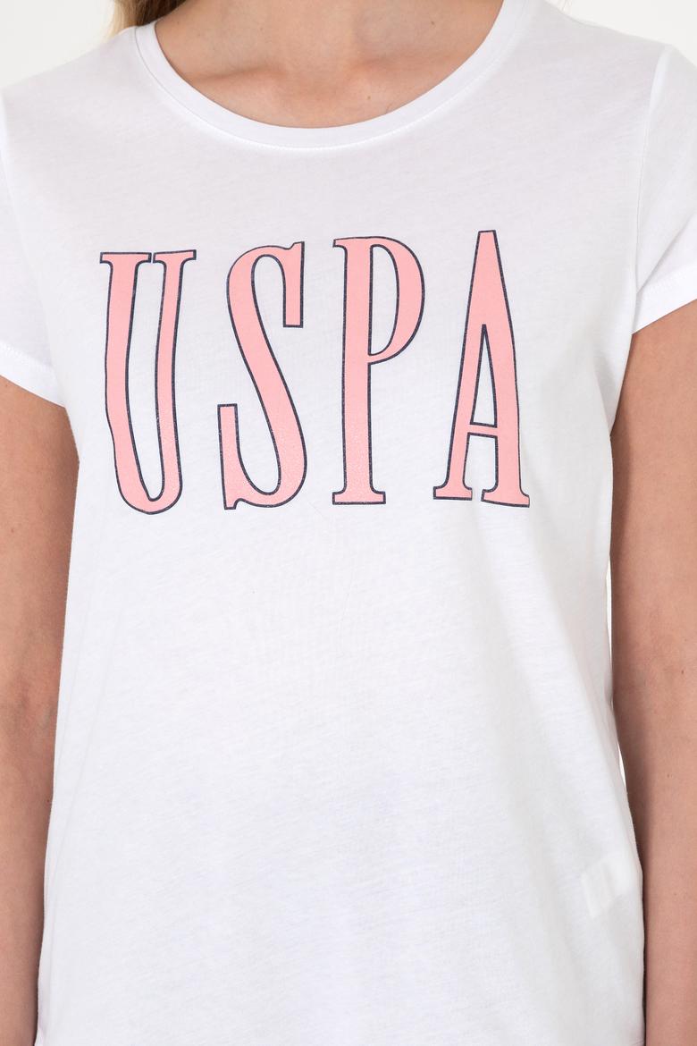 Kadın Beyaz Bisiklet Yaka Tişört - 50305842039