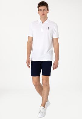 Erkek Regular Fit Fermuarlı Beyaz Dokulu Tişört - 50306014018