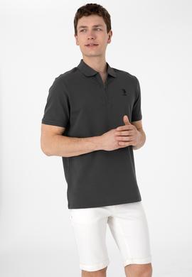 Erkek Regular Fit Fermuarlı Antrasit Dokulu Tişört - 50306014039