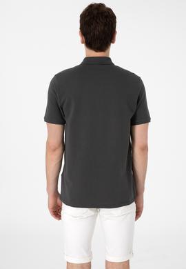 Erkek Regular Fit Fermuarlı Antrasit Dokulu Tişört - 50306014039