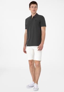 Erkek Regular Fit Fermuarlı Antrasit Dokulu Tişört - 50306014039