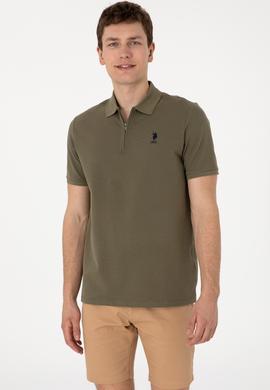 Erkek Regular Fit Fermuarlı Vizon Dokulu Tişört - 50306014069