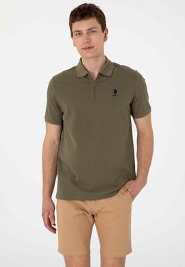 Erkek Regular Fit Fermuarlı Vizon Dokulu Tişört - 50306014069