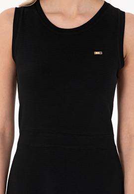 Kadın Siyah Kolsuz Bisiklet Yaka Mini Boy Örme Elbise - 50306743012