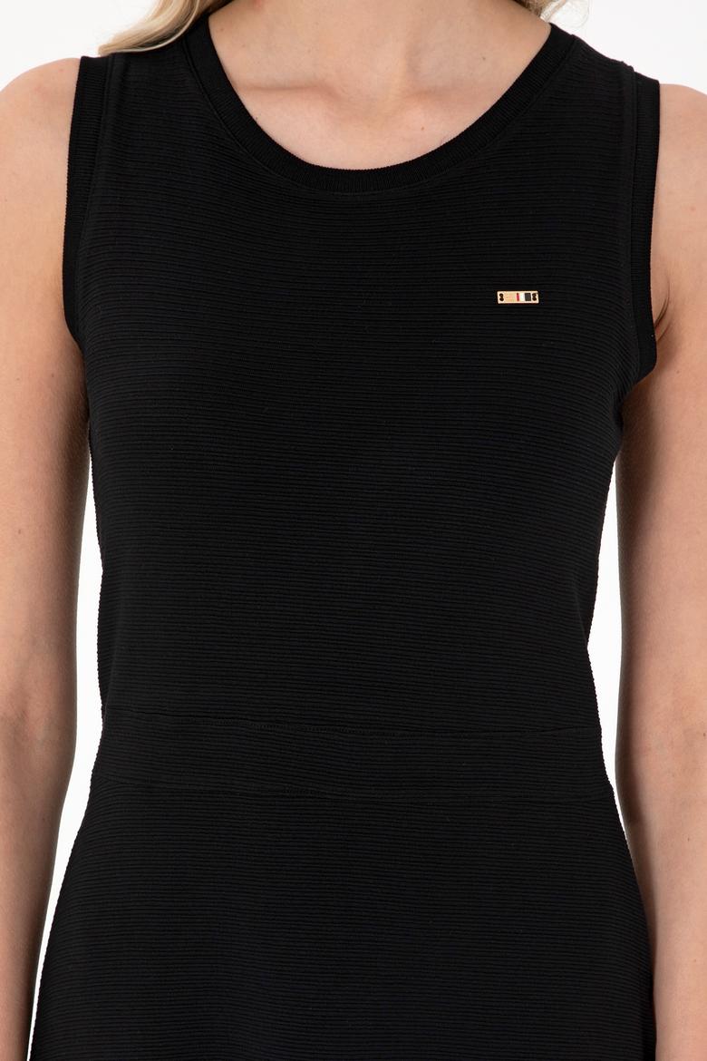 Kadın Siyah Kolsuz Bisiklet Yaka Mini Boy Örme Elbise - 50306743012