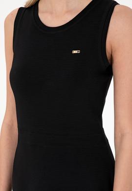 Kadın Siyah Kolsuz Bisiklet Yaka Mini Boy Örme Elbise - 50306743012