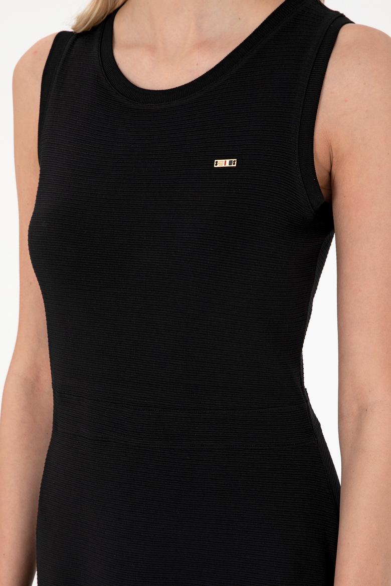 Kadın Siyah Kolsuz Bisiklet Yaka Mini Boy Örme Elbise - 50306743012