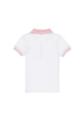 Kız Çocuk Beyaz Polo Yaka İşlevsiz Cepli Basic Tişört - 50310223003