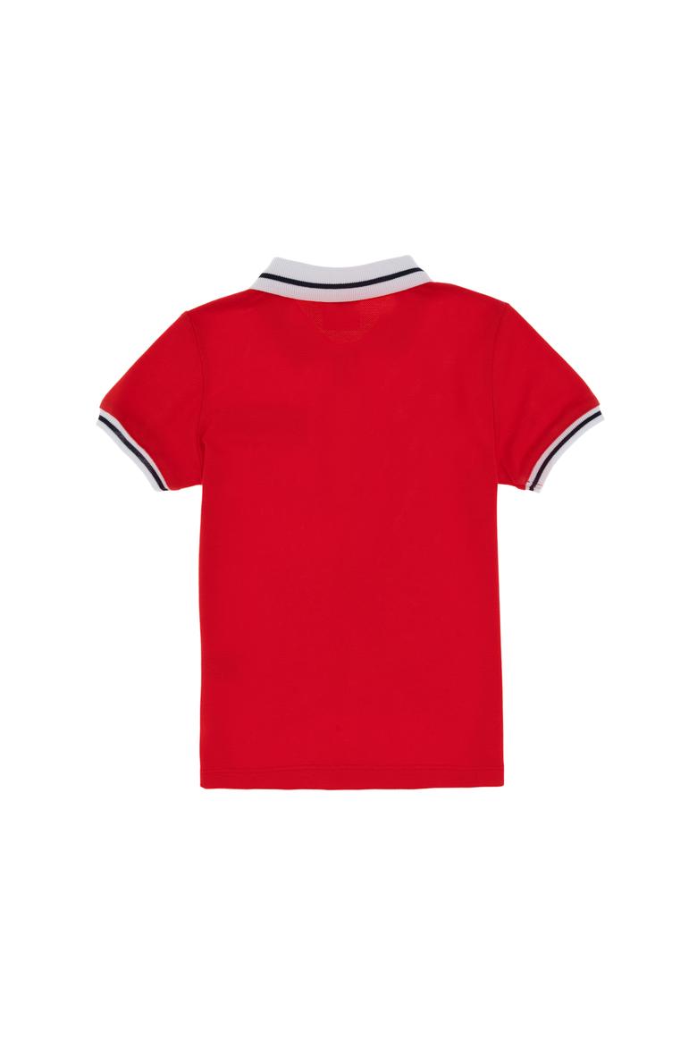 Kız Çocuk Kırmızı Polo Yaka İşlevsiz Cepli Basic Tişört - 50310223032
