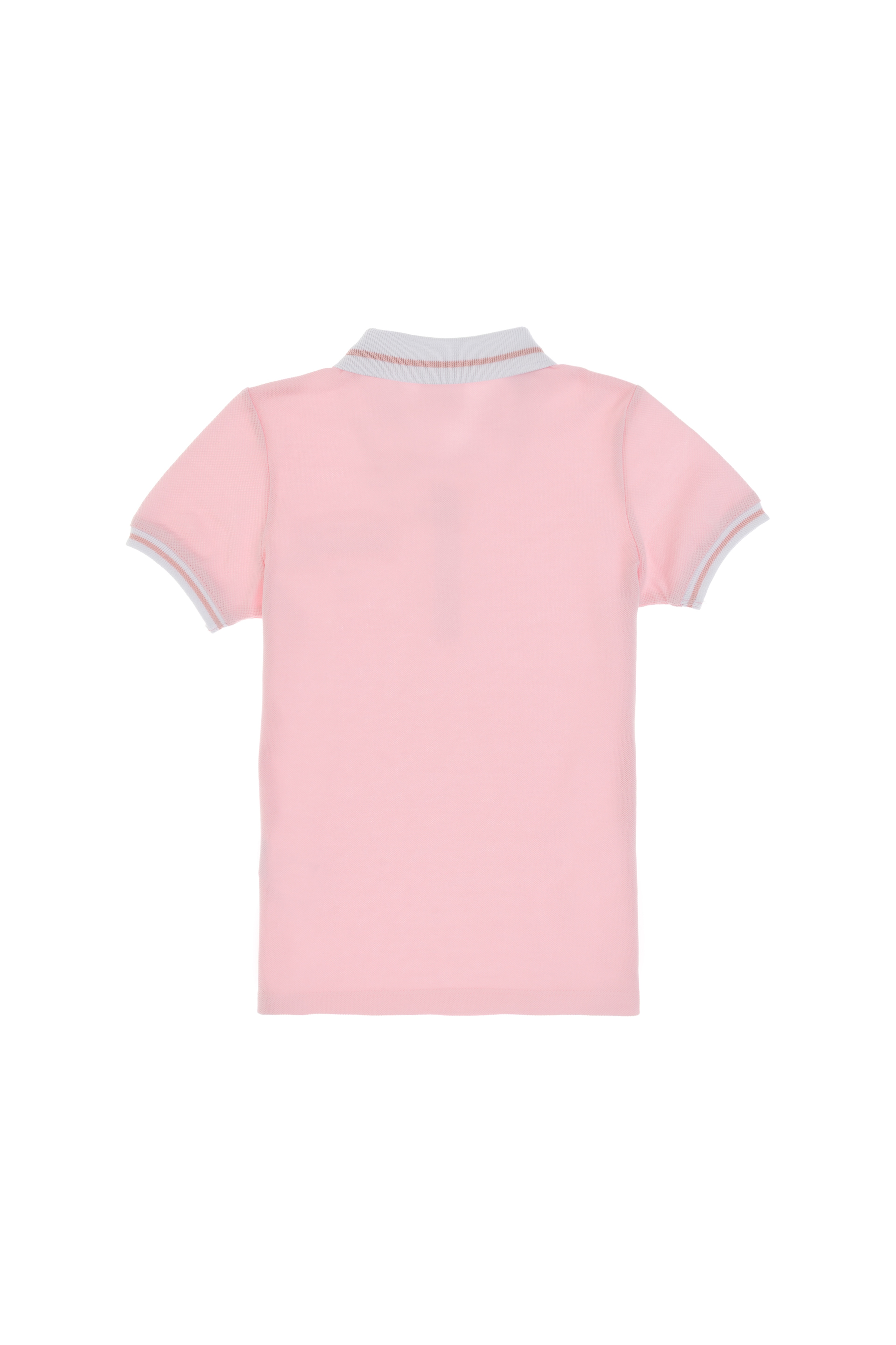 Kız Çocuk Açık Pembe Polo Yaka İşlevsiz Cepli Basic Tişört