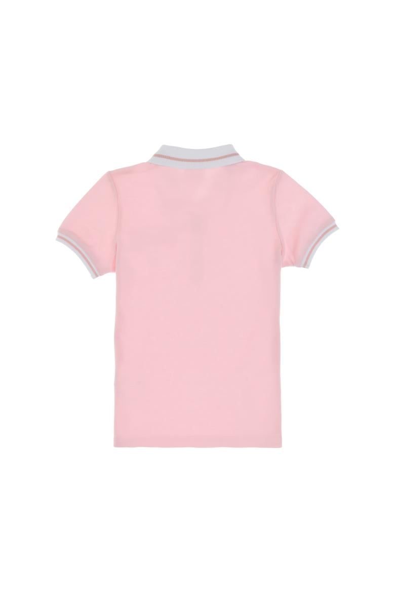 Kız Çocuk Açık Pembe Polo Yaka İşlevsiz Cepli Basic Tişört - 50310223014