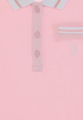 Kız Çocuk Açık Pembe Polo Yaka İşlevsiz Cepli Basic Tişört - 50310223014