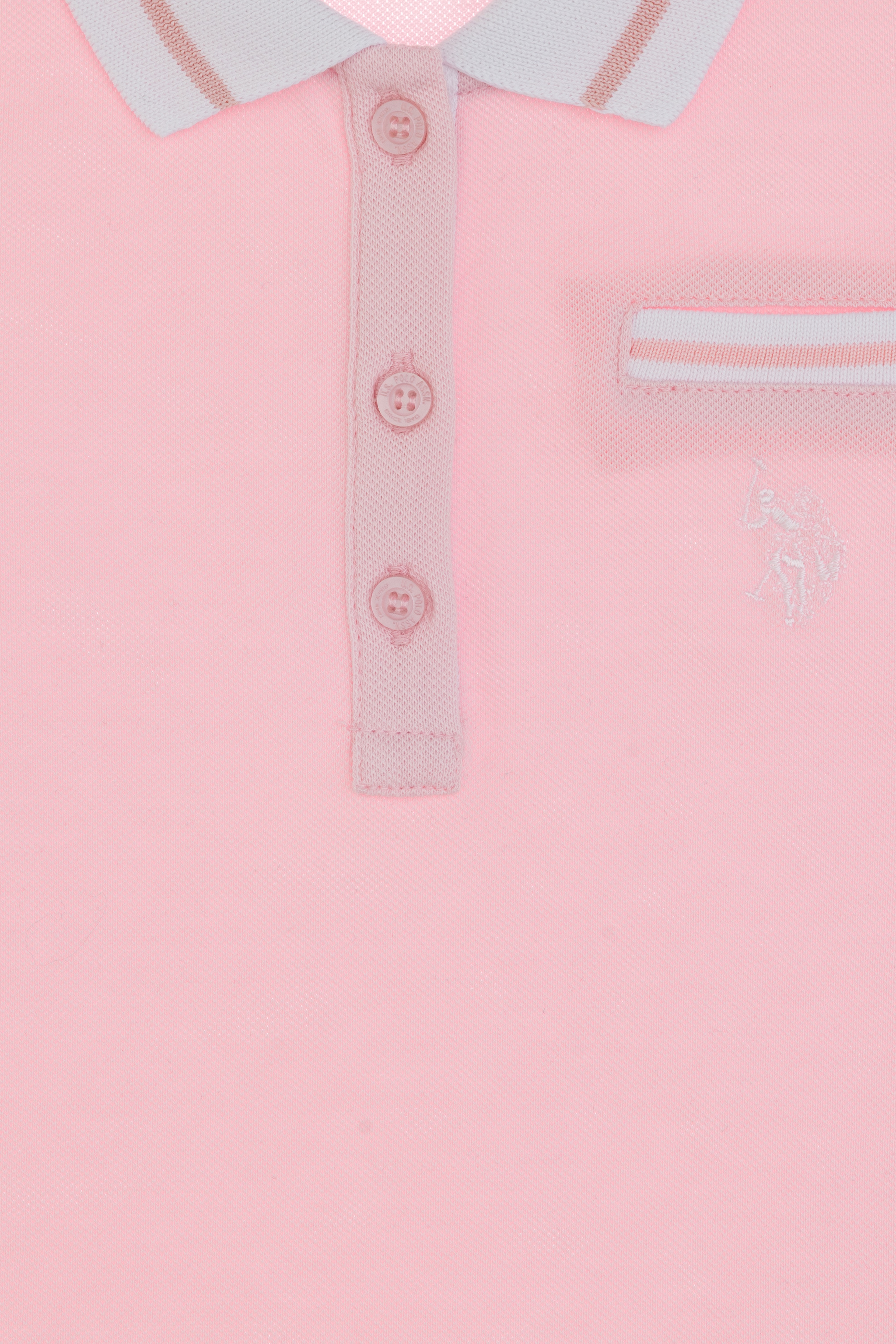 Kız Çocuk Açık Pembe Polo Yaka İşlevsiz Cepli Basic Tişört - Image 5