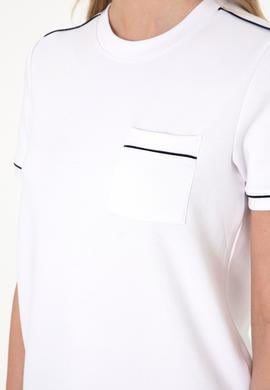 Kadın Beyaz Modal Karışımlı Bisiklet Yaka Tişört - 50312942014
