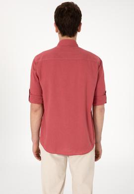 Erkek Vişne Uzun Kollu Basic Gömlek - 50297868169