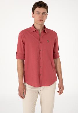 Erkek Vişne Uzun Kollu Basic Gömlek - 50297868169