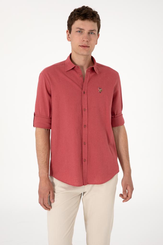 Erkek Vişne Uzun Kollu Basic Gömlek