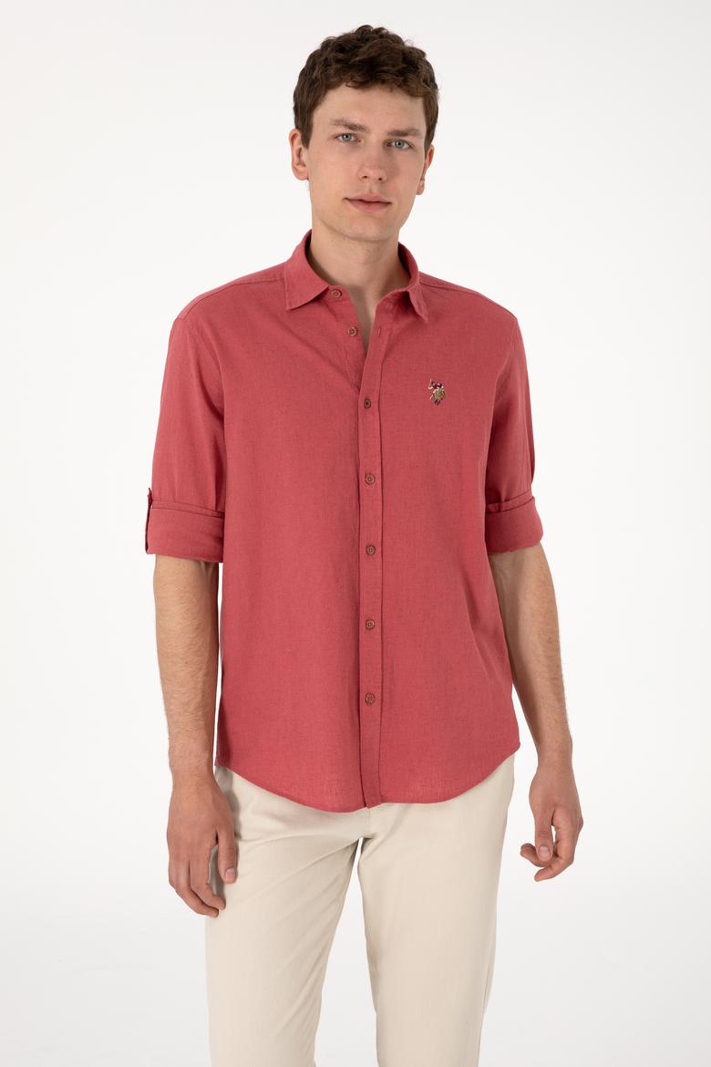 Erkek Vişne Uzun Kollu Basic Gömlek