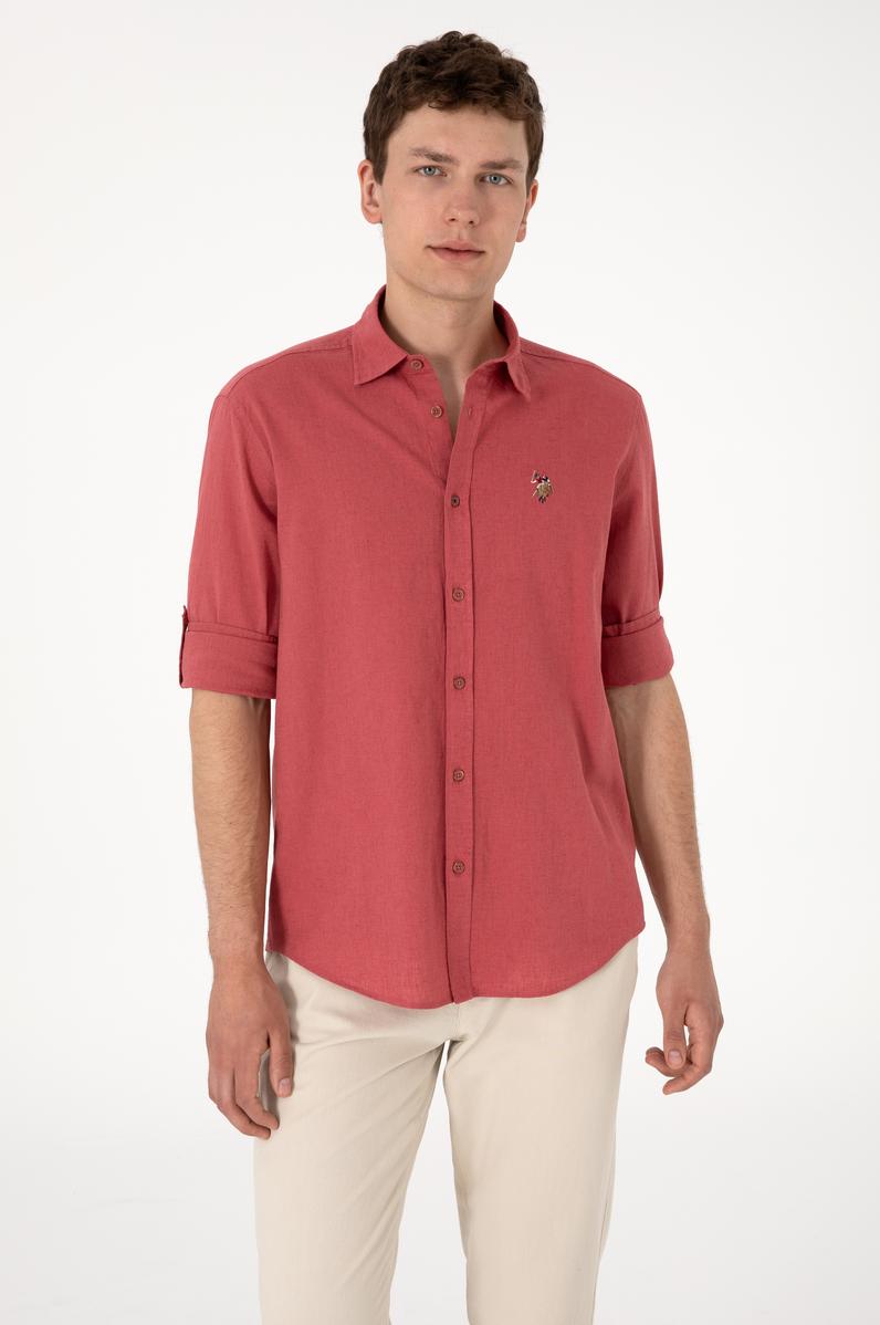 Erkek Vişne Uzun Kollu Basic Gömlek