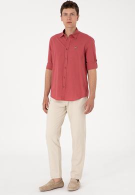 Erkek Vişne Uzun Kollu Basic Gömlek - 50297868169