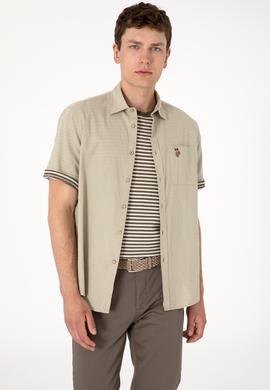 Erkek Haki Kısa Kollu Gömlek - 50297896125
