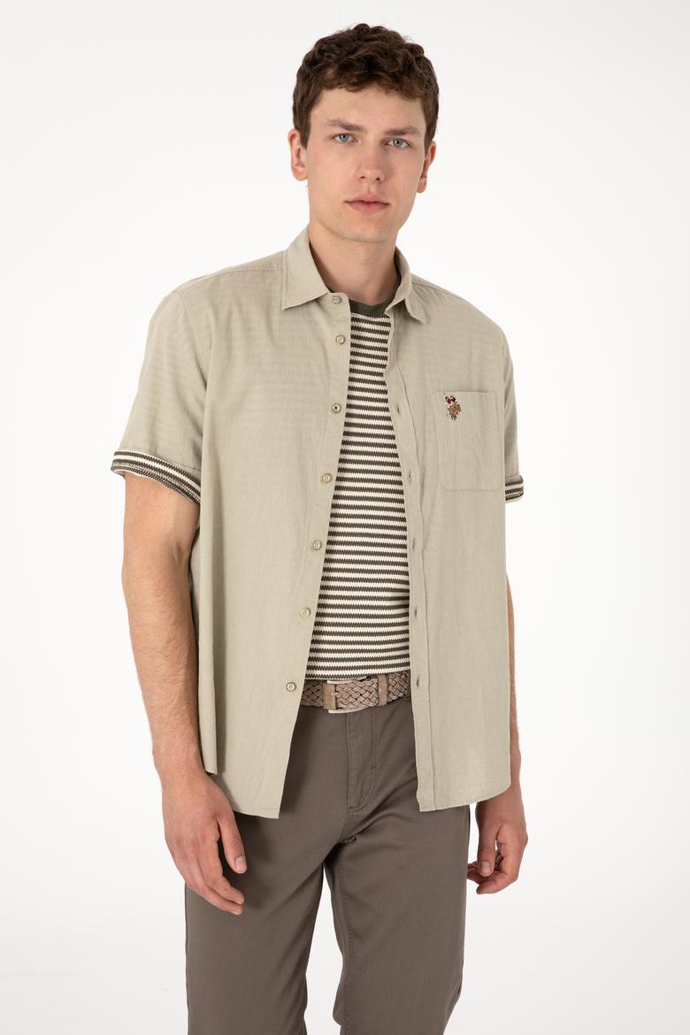 Erkek Haki Kısa Kollu Gömlek - 50297896125