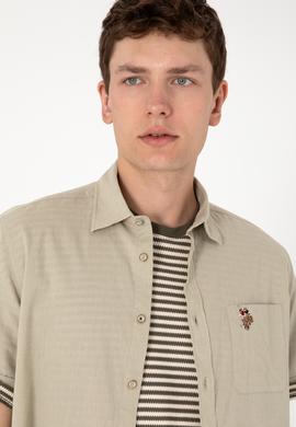 Erkek Haki Kısa Kollu Gömlek - 50297896125