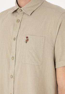 Erkek Haki Kısa Kollu Gömlek - 50297896125