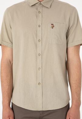 Erkek Haki Kısa Kollu Gömlek - 50297896125