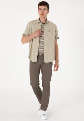 Erkek Haki Kısa Kollu Gömlek - 50297896125