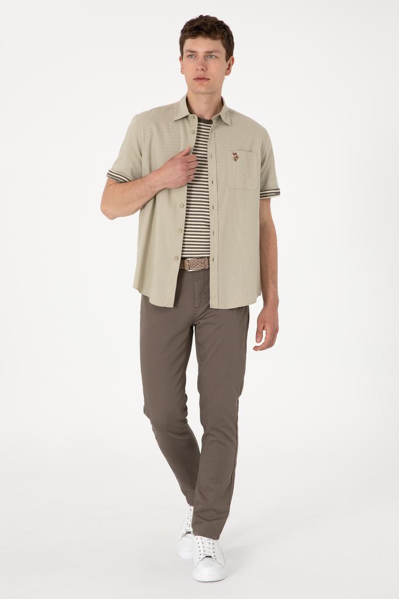Erkek Haki Kısa Kollu Gömlek - 50297896125