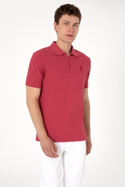 Erkek Regular Fit Polo Yaka Vişne Tişört