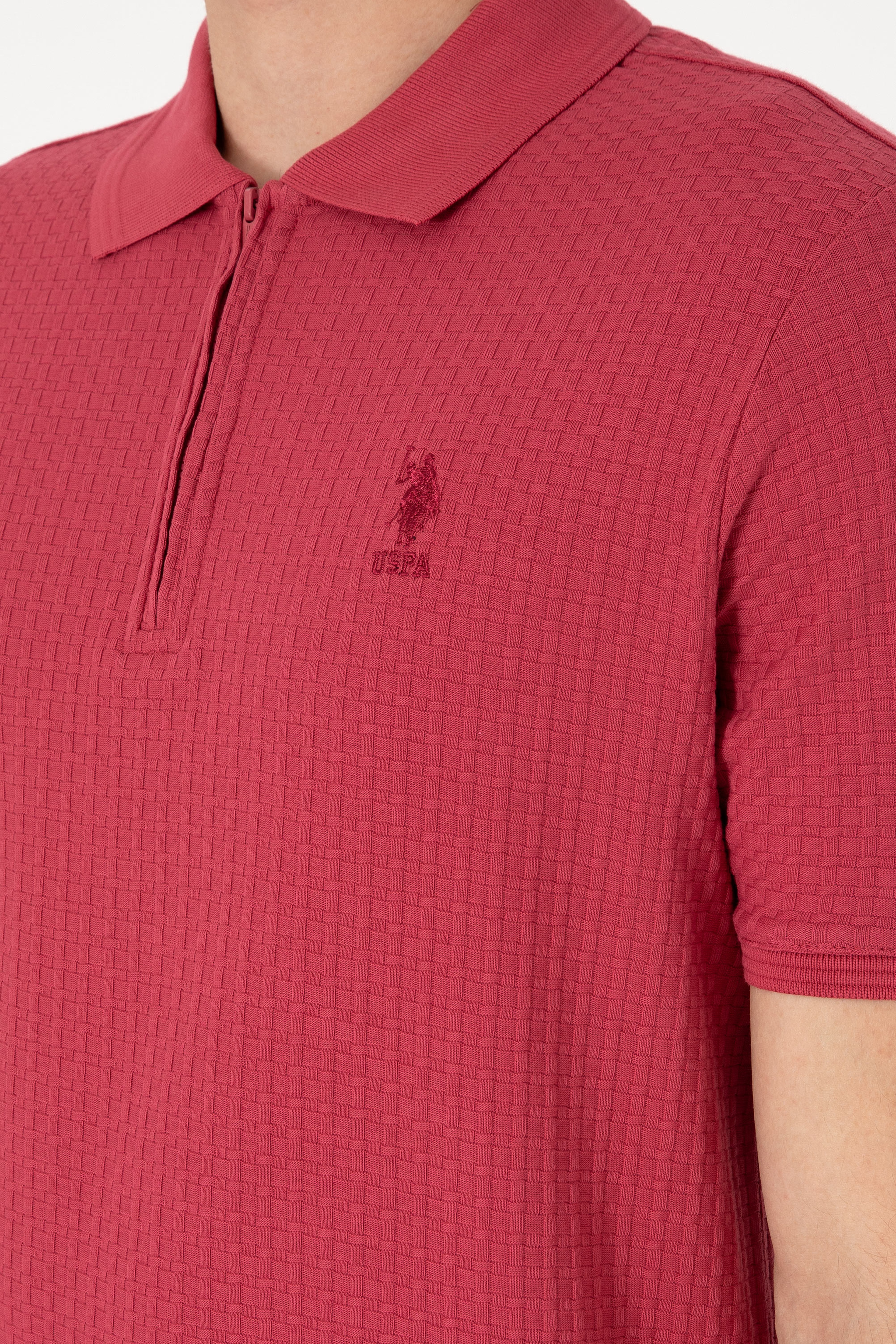 Erkek Regular Fit Polo Yaka Vişne Tişört