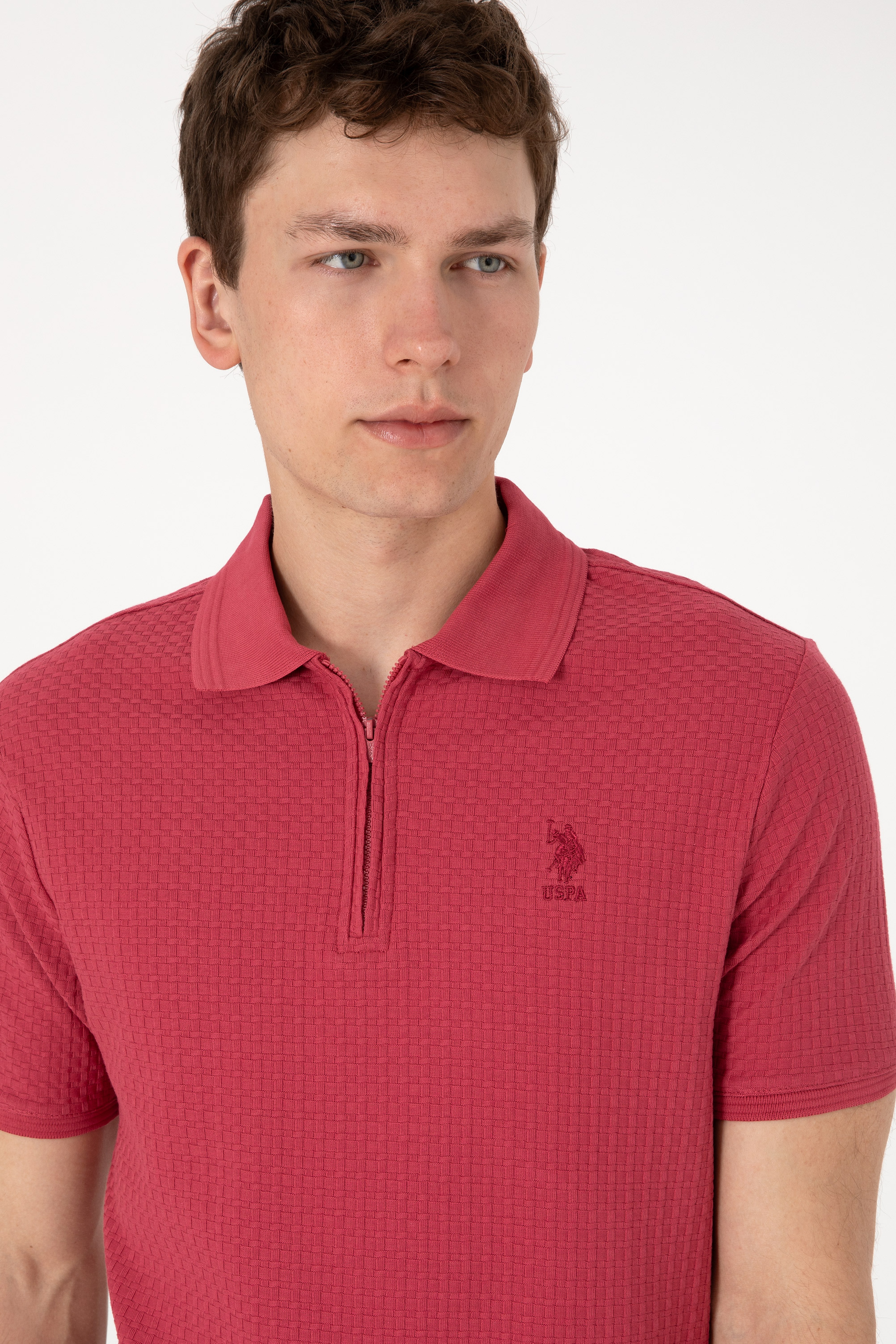 Erkek Regular Fit Polo Yaka Vişne Tişört