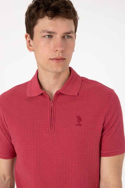 Erkek Regular Fit Polo Yaka Vişne Tişört
