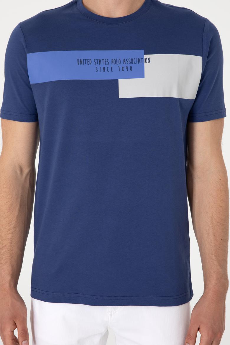 Erkek Regular Fit Bisiklet Yaka Açık Lacivert Tişört - 50299857037