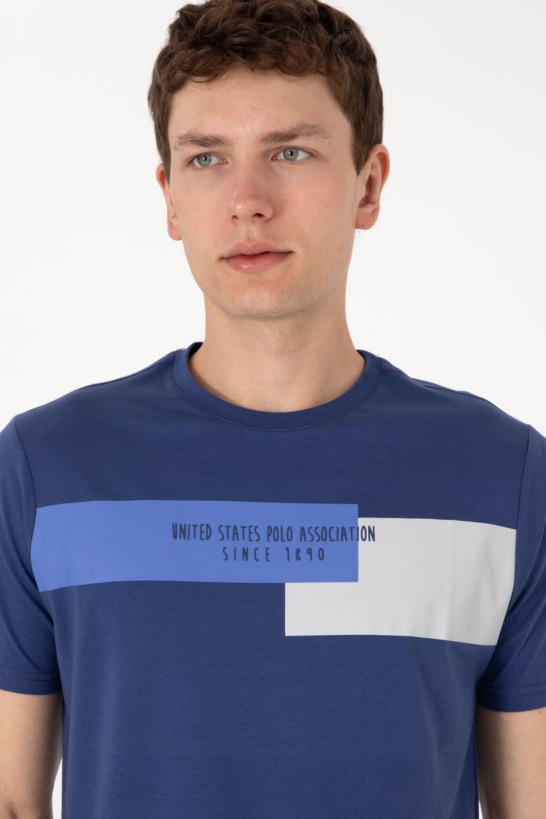 Erkek Regular Fit Bisiklet Yaka Açık Lacivert Tişört - 50299857037