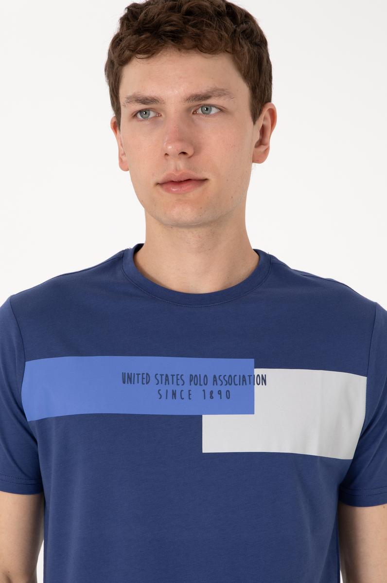 Erkek Regular Fit Bisiklet Yaka Açık Lacivert Tişört