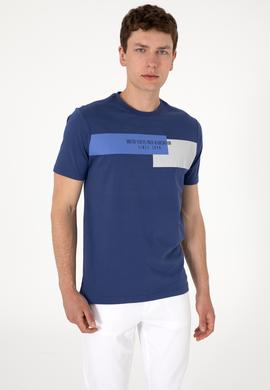 Erkek Regular Fit Bisiklet Yaka Açık Lacivert Tişört - 50299857037