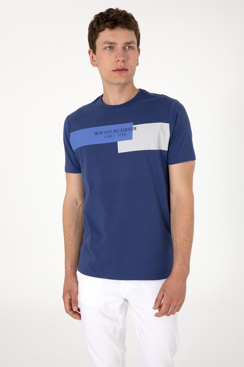 Erkek Regular Fit Bisiklet Yaka Açık Lacivert Tişört