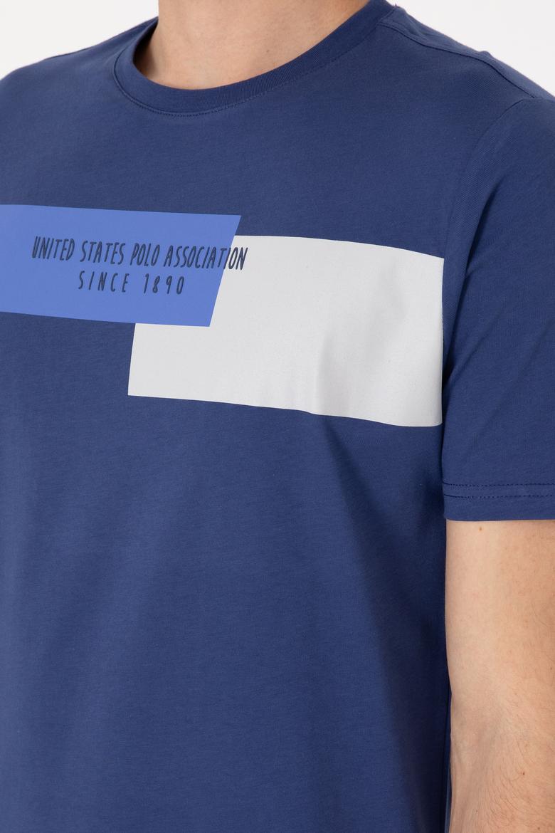 Erkek Regular Fit Bisiklet Yaka Açık Lacivert Tişört - 50299857037